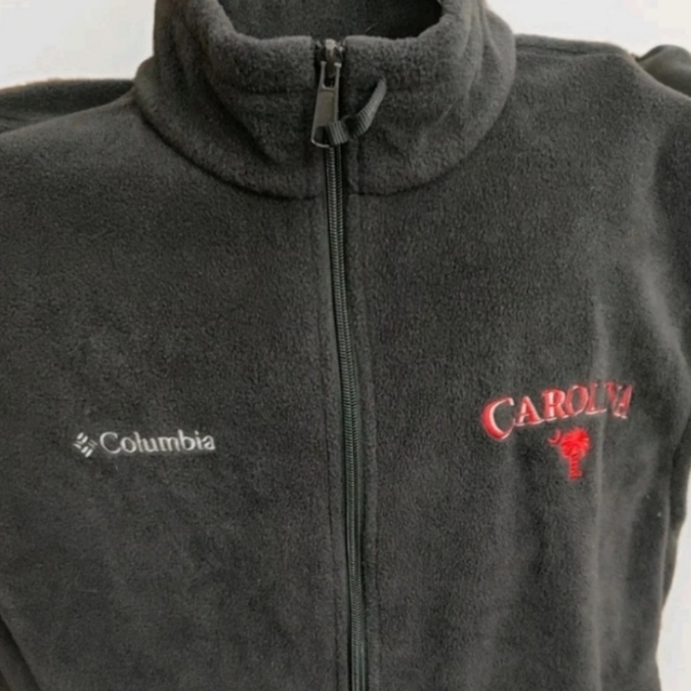 Columbia Dk Gray Full Zip Fleece Vest Lg Personalized Coca Cola South Carolina!